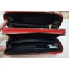 Kép 3/6 - Négyzet mintás dupla cipzáros egyszínű női pénztárca piros