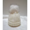 Kép 1/2 - Kötött sapka pom pommal fehér