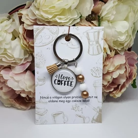 I love coffe feliratos kulcstartó kísérőkártyával