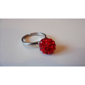 Shamballa strasszköves gyűrű piros
