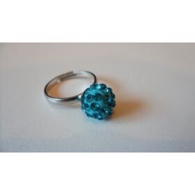 Shamballa strasszköves gyűrű kék