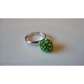 Shamballa strasszköves gyűrű zöld