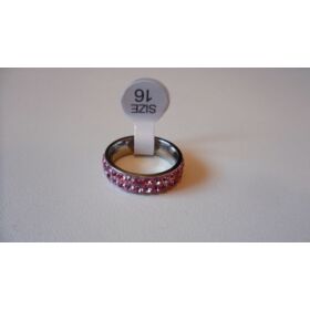 Shamballa strasszköves gyűrű rózsaszín 16mm