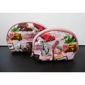 Párizs mintás 2 db-os neszesszer szett, rózsaszín