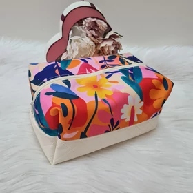 Bohó virág mintás műbőr kozmetikai táska, sminktáska
