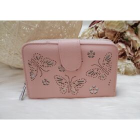 Nyomott pillangó mintás elegáns női pénztárca rózsaszín