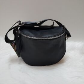 Keresztpántos egyszínű női táska fekete