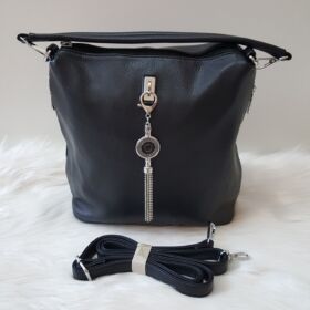 Silvia Rosa elegáns női táska kulcstartóval fekete