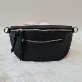 Egyszínű keresztpántos oldaltáska fekete