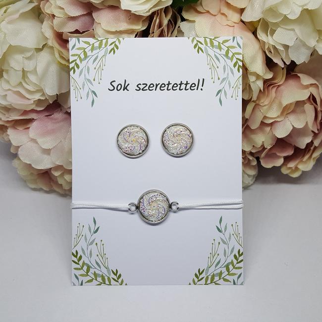 Kézzel készült fülbevaló karkötő szett kísérőkártyával