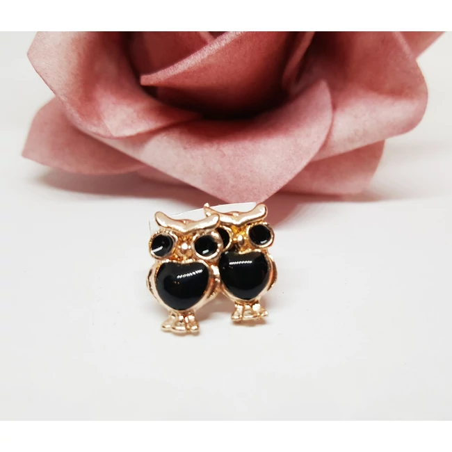 Bagoly mintás fülbevaló fekete