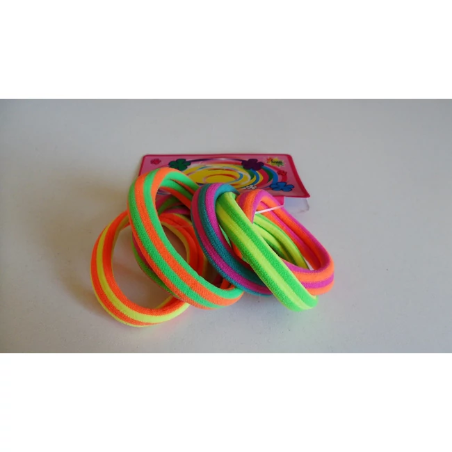 6 db-os csíkos hajgumi neon színekben