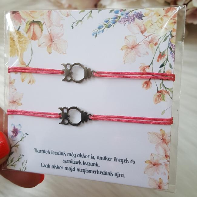 Barátság karkötő szett kísérőkártyával bagoly medállal