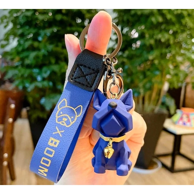 Bulldog kulcstartó táskadísz kék 