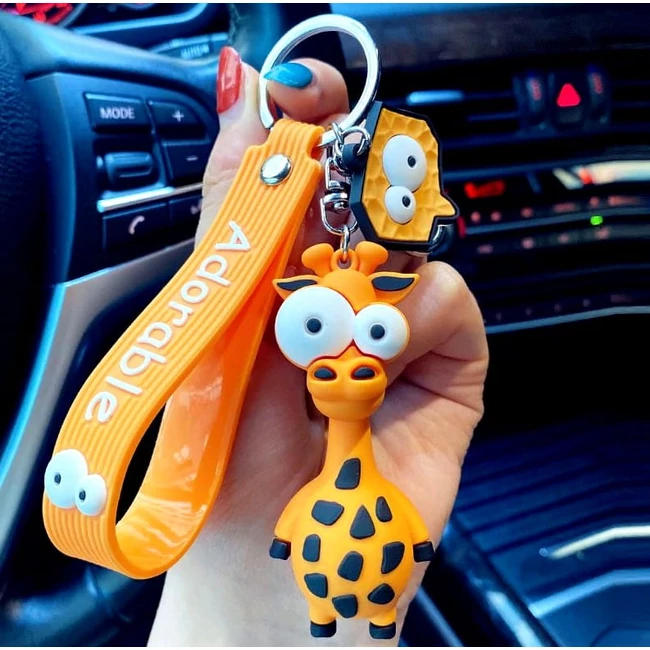 Zsiráf kulcstartó táskadísz narancssárga