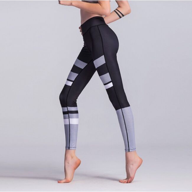 Szürke fekete női leggings, L méret