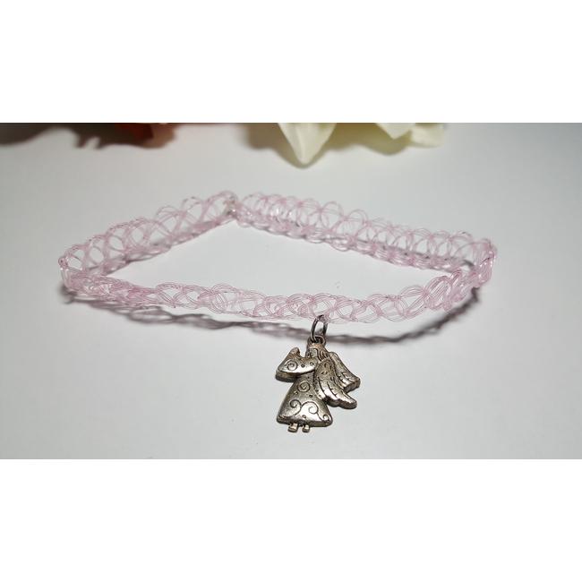 Choker nyaklánc angyal medállal rózsaszín