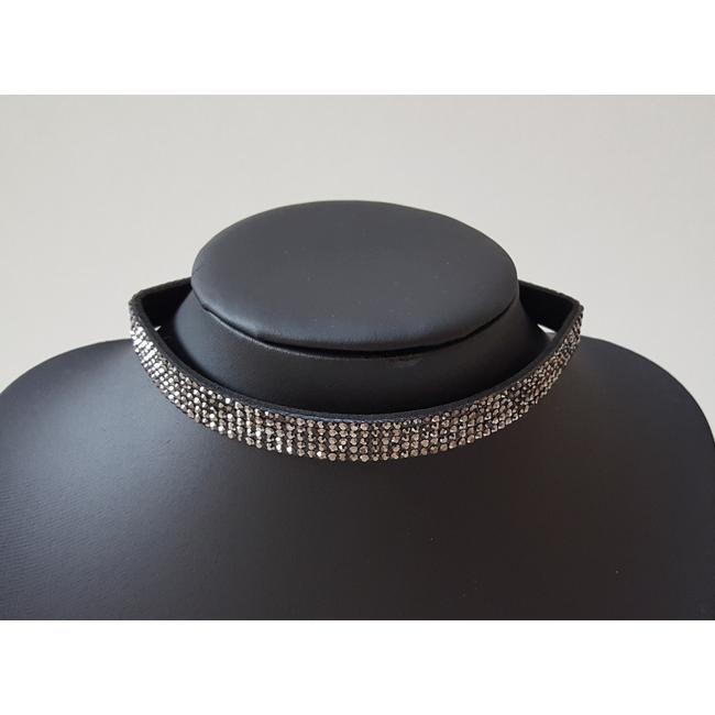 Strasszköves elegáns choker nyaklánc fekete