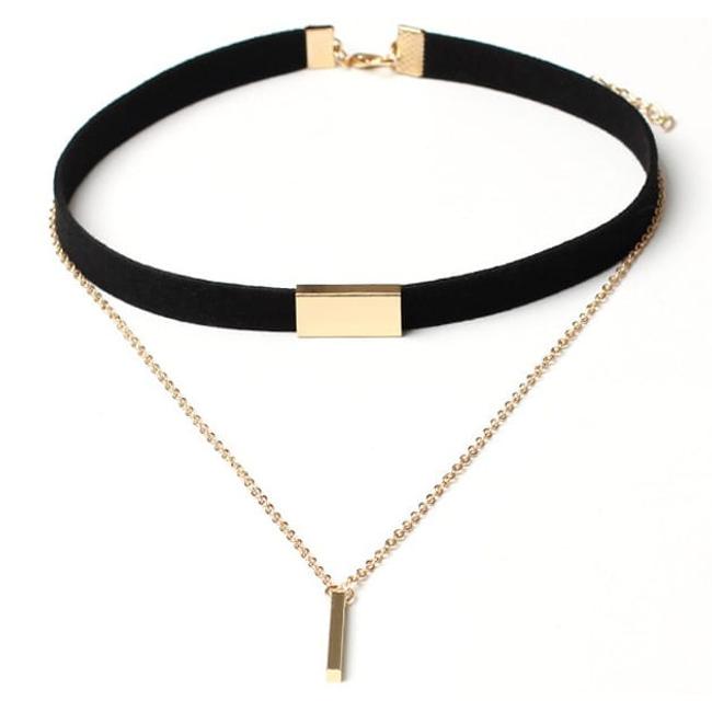 Lánc díszes choker nyaklánc fekete