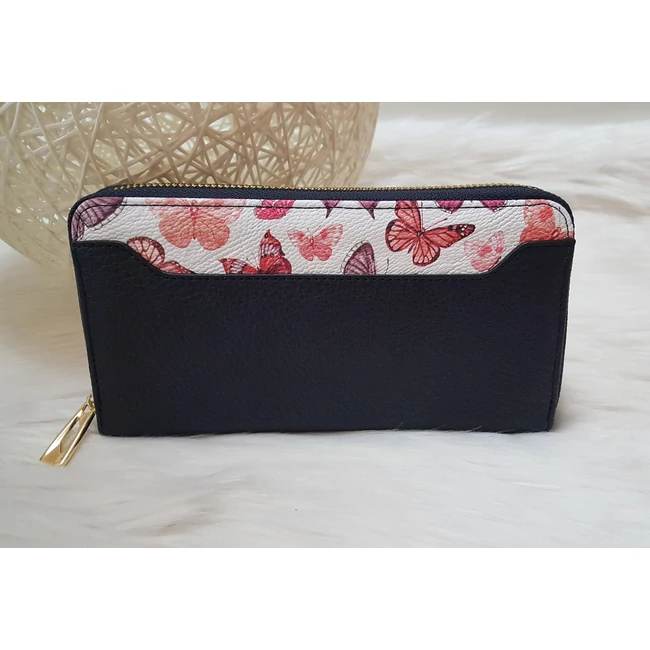 Pillangó mintás női pénztárca sötétkék