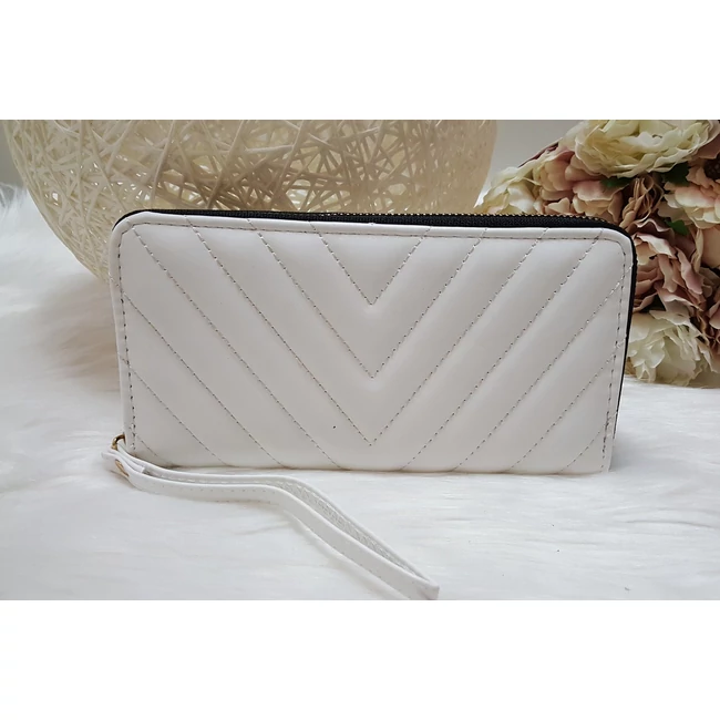Varrott mintás női pénztárca fehér