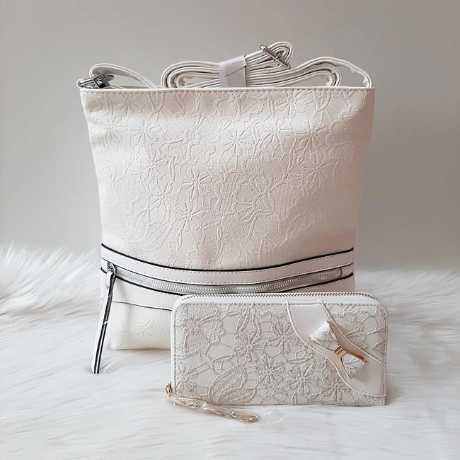 White lace táska pénztárca szett