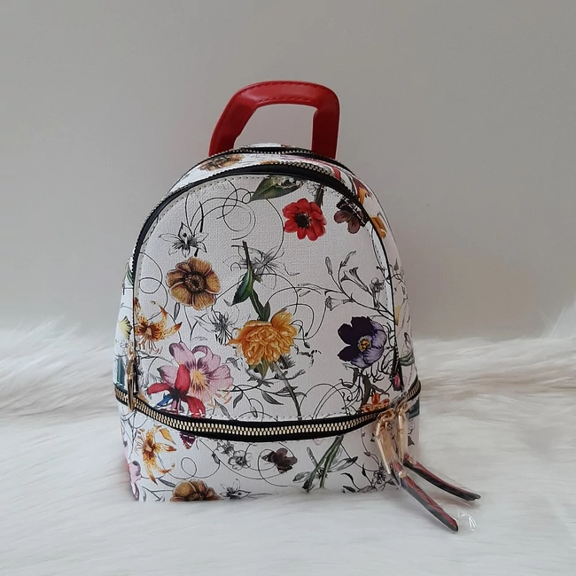 Kis méretű virág mintás elegáns hátitáska piros