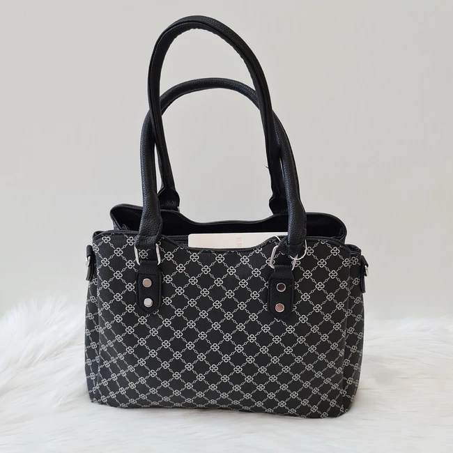 Apró mintás elegáns női kézi válltáska fekete