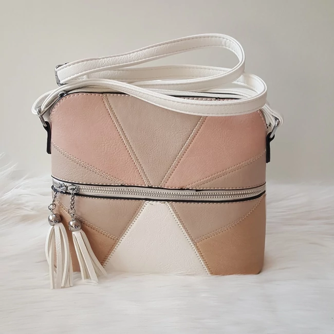 Varrott mintás merev falú elegáns oldaltáska fehér