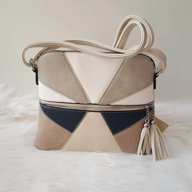 Varrott mintás merev falú elegáns oldaltáska fehér