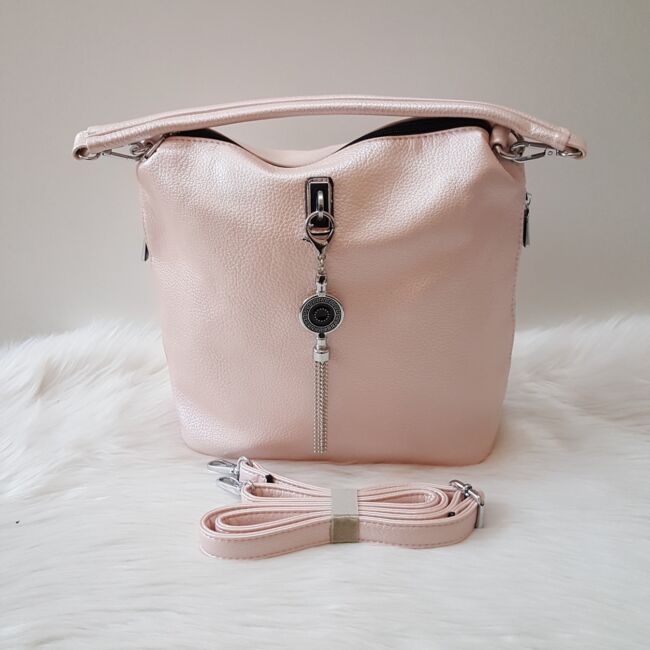 Silvia Rosa elegáns női táska kulcstartóval rózsaszín