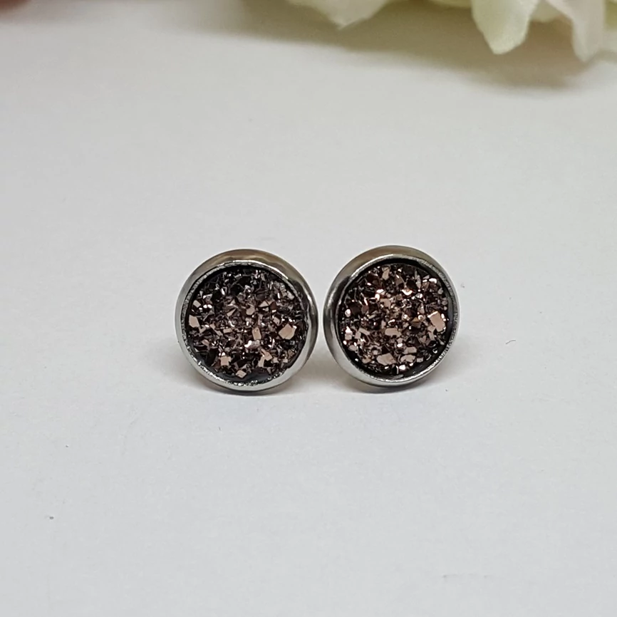 Rozsdamentes acél bedugós fülbevaló 8 mm rose gold
