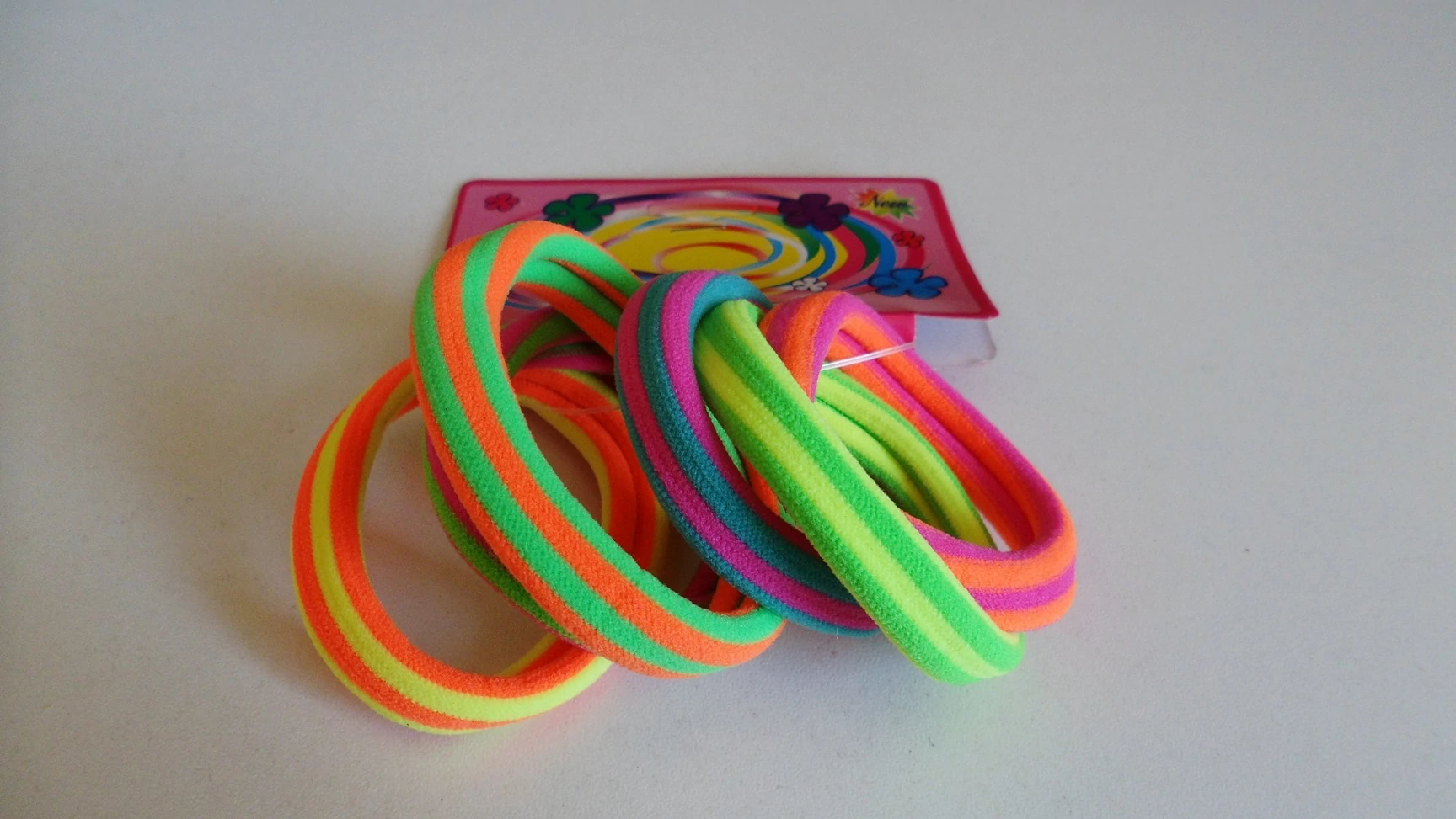 6 db-os csíkos hajgumi neon színekben